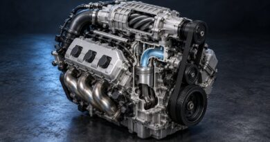 Illustrazione concettuale di un motore V6 sovralimentato per il ciclo Miller, non sezione certificata di un modello