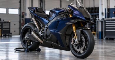MotoGP Australia 2026, moto da corsa generica in garage – illustrazione IA